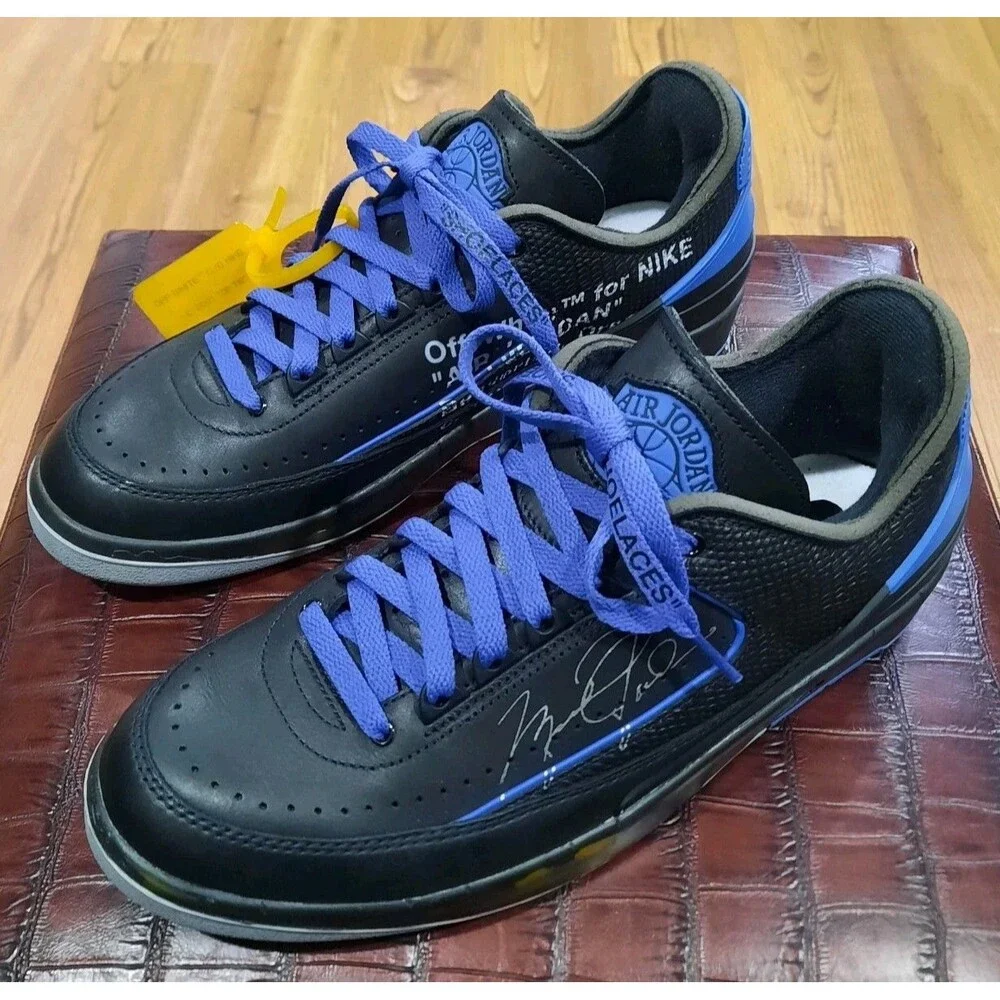 Off-White x Air Jordan 2 Retro SP Low Blue Black Varsity Royal DJ4375-004 Sz 9.5
